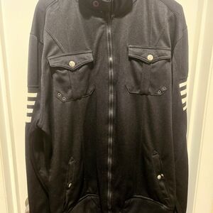 Men's (Unisex) Carbon Brand Y2K Black Track Bomber Jacket XXL